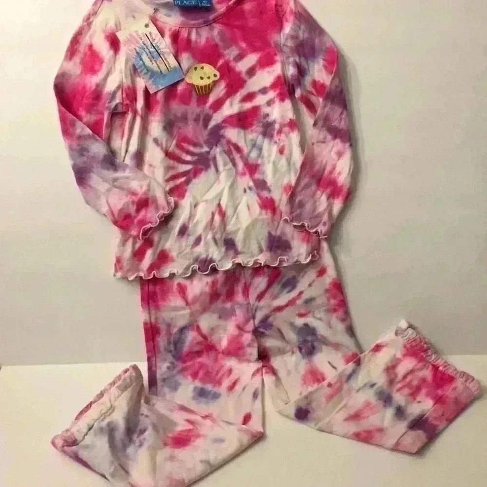 New! Tie dye The Children’s Place pants and shirt bundle cupcake ruffle girls 4T